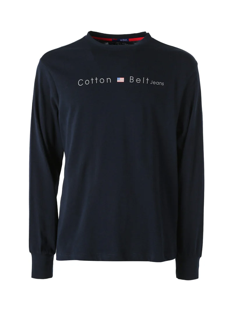 T-shirt da uomo in cotone a maniche lunghe - blu scuro
