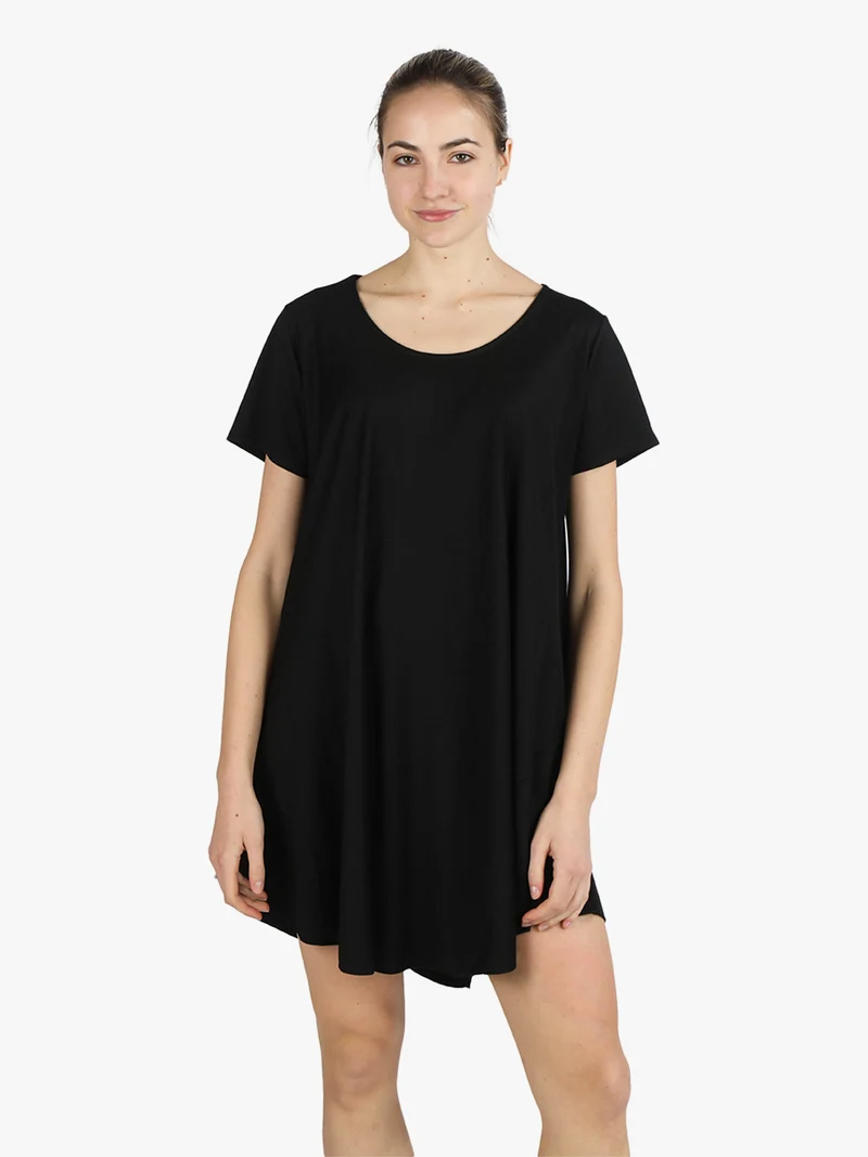 Vestito mini da donna a maniche corte - nero