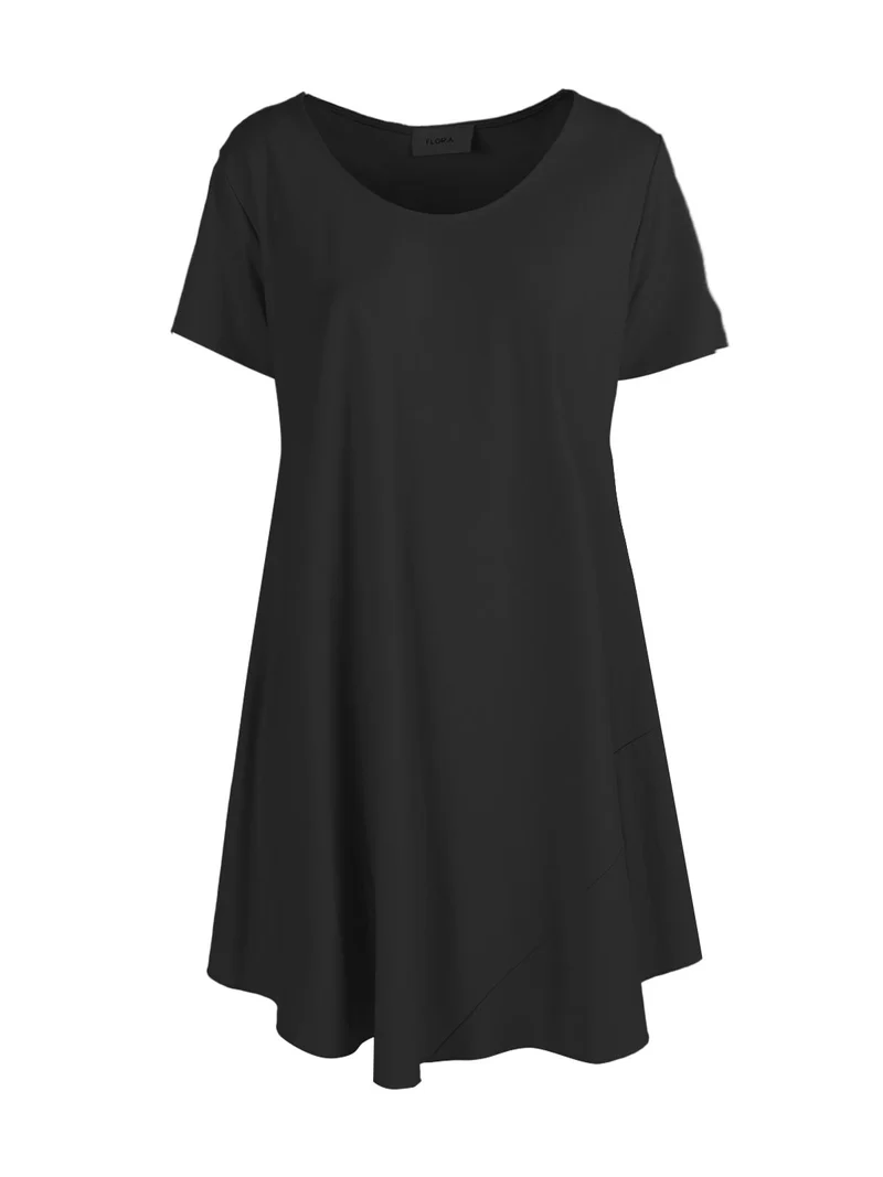 Vestito mini da donna a maniche corte - nero