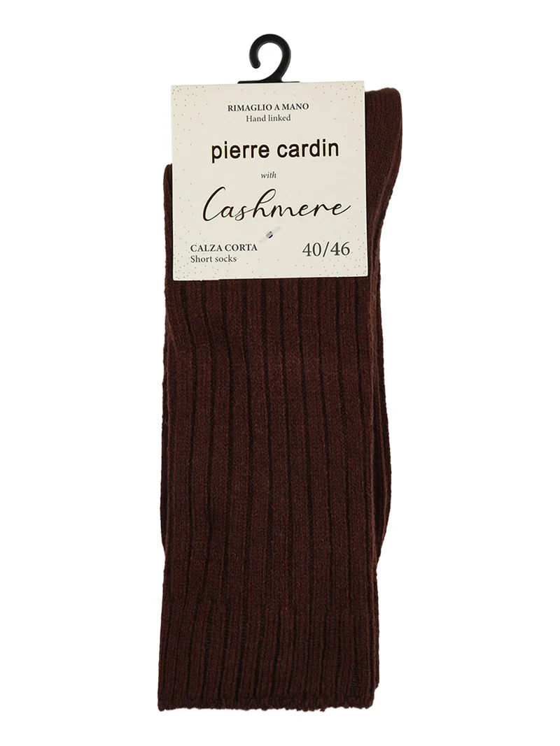 Calze corte da uomo in misto lana e cashmere a coste - marrone