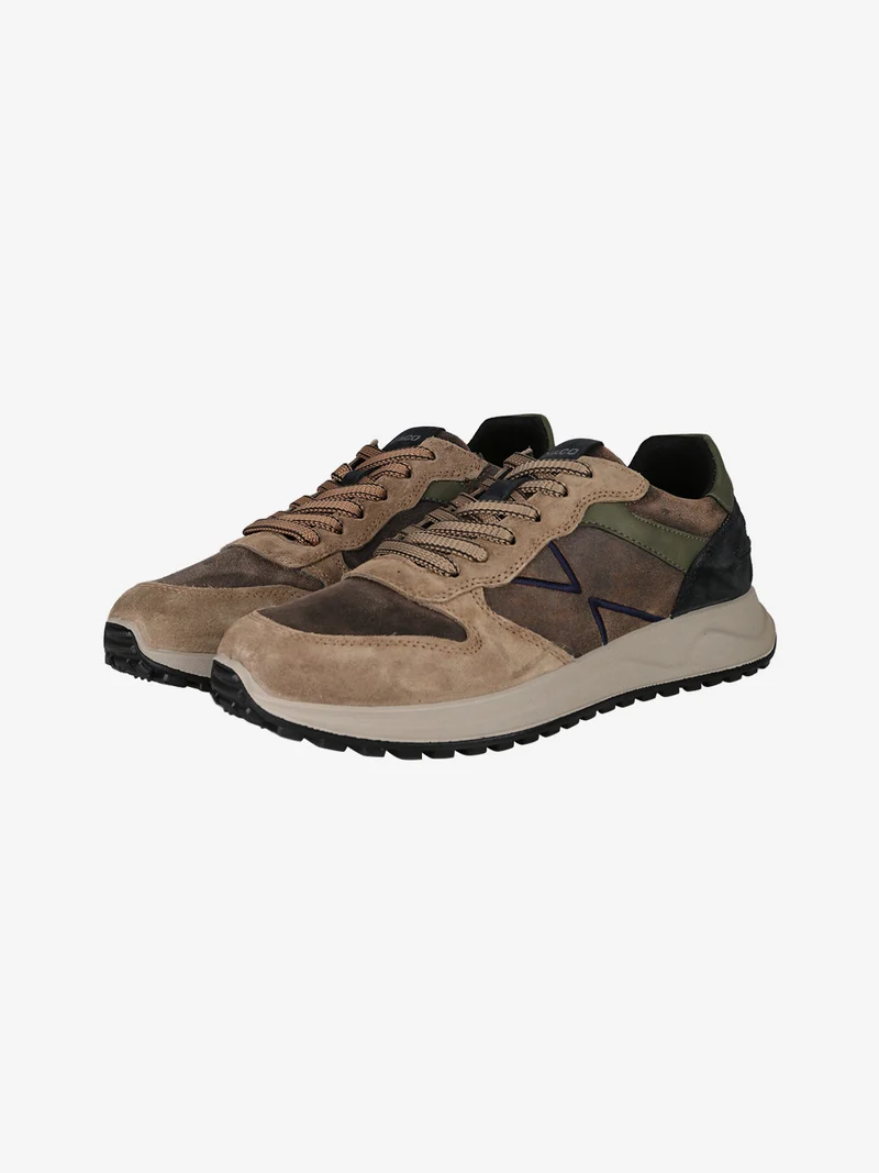 Sneakers uomo stringate in pelle scamosciata - multicolore