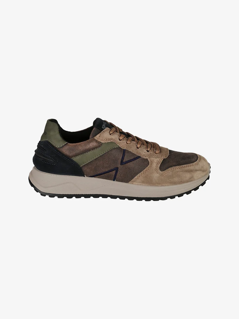 Sneakers uomo stringate in pelle scamosciata - multicolore