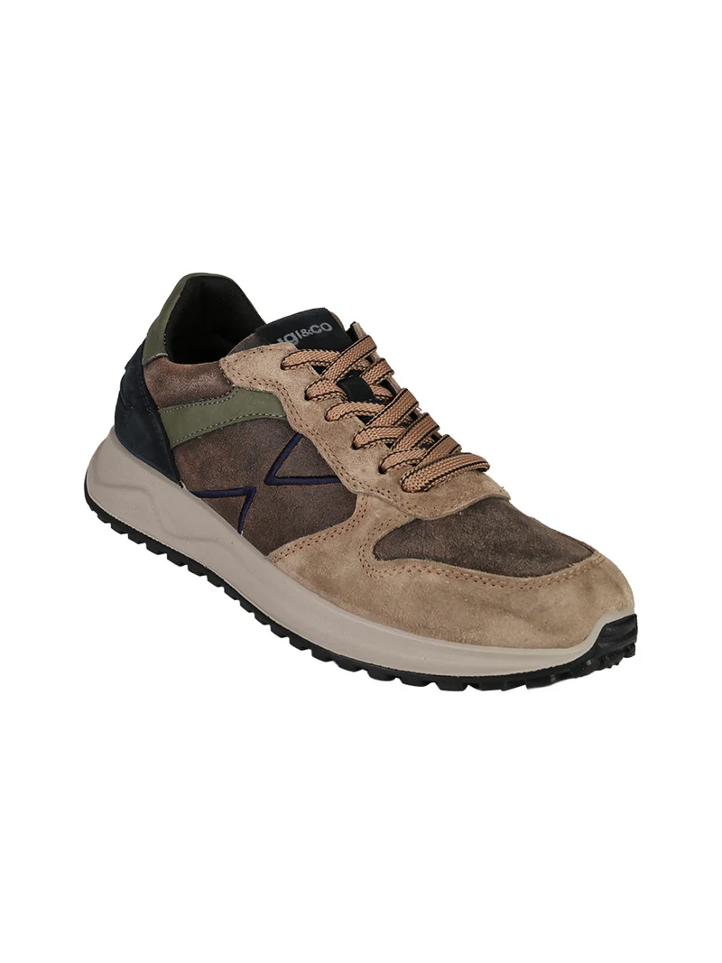 Sneakers uomo stringate in pelle scamosciata - multicolore