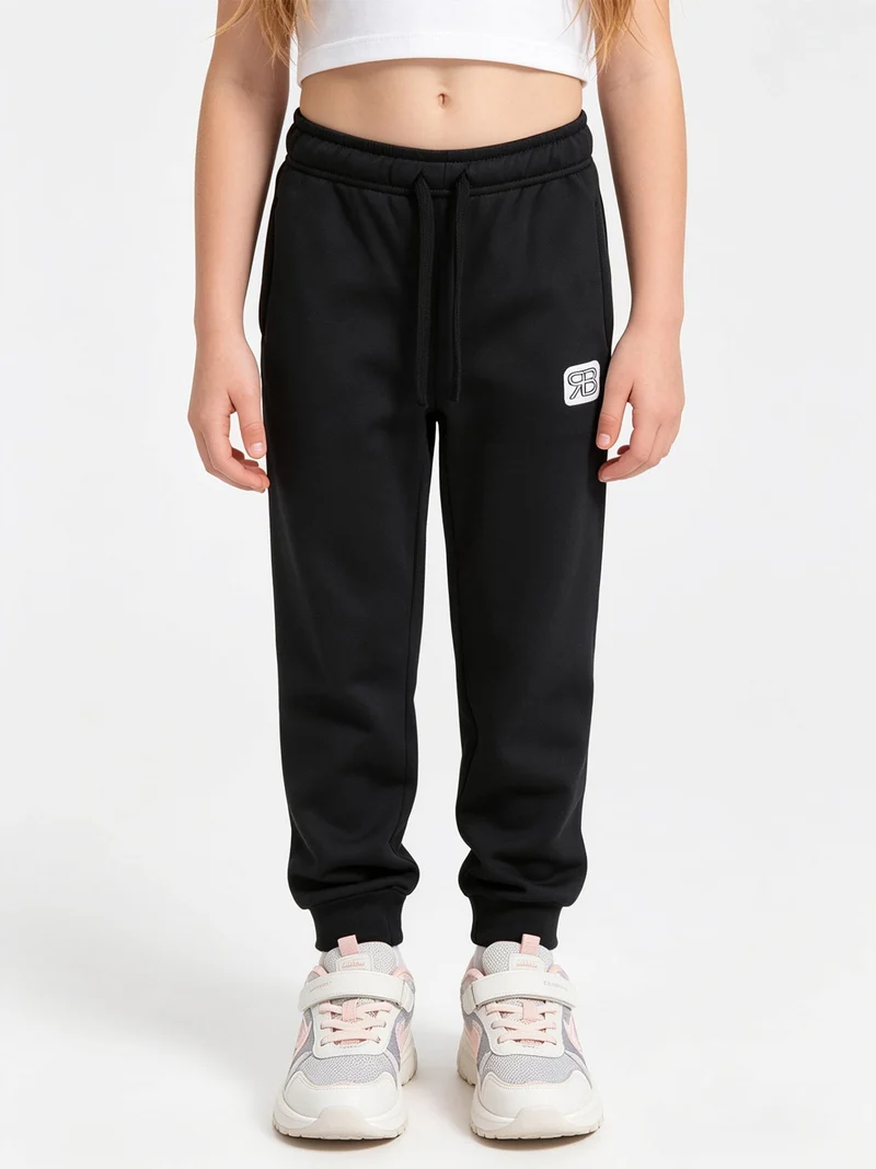 Pantaloni sportivi da ragazza felpati - nero