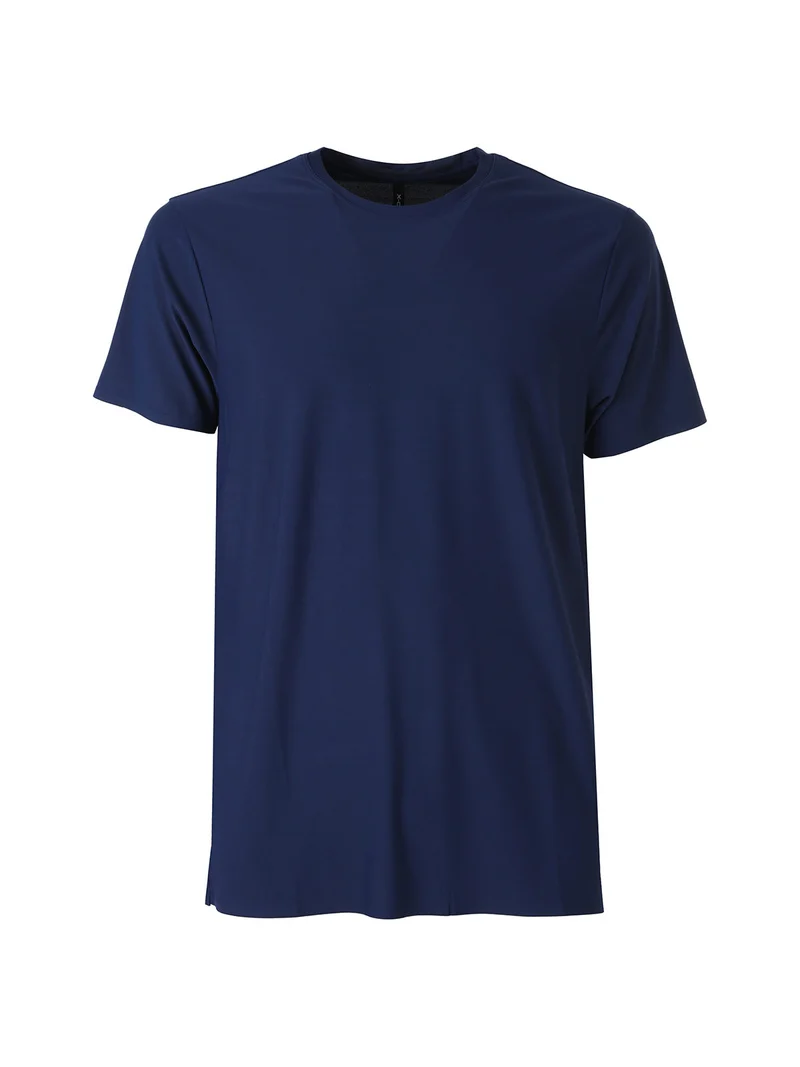 T-shirt girocollo da uomo in tessuto tecnico traspirante - blu scuro