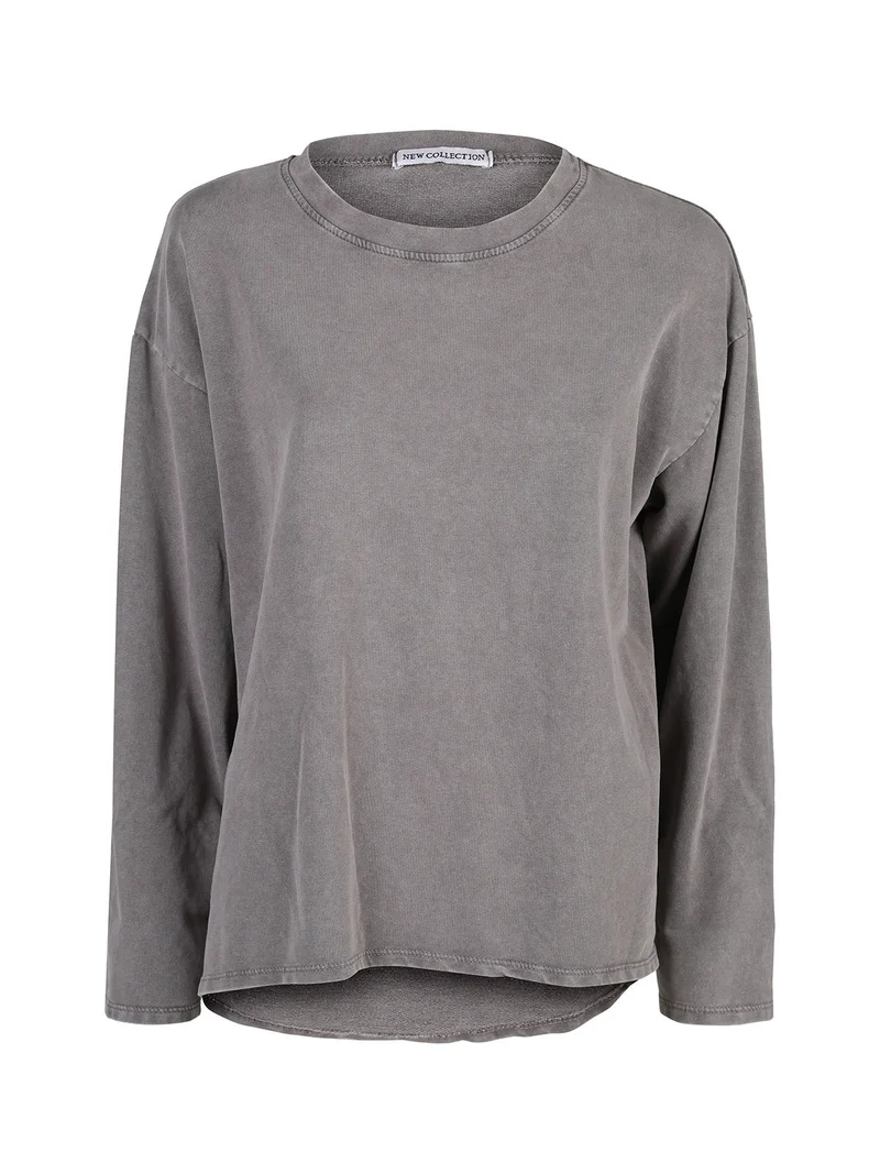 Felpa donna leggera oversize girocollo - taupe
