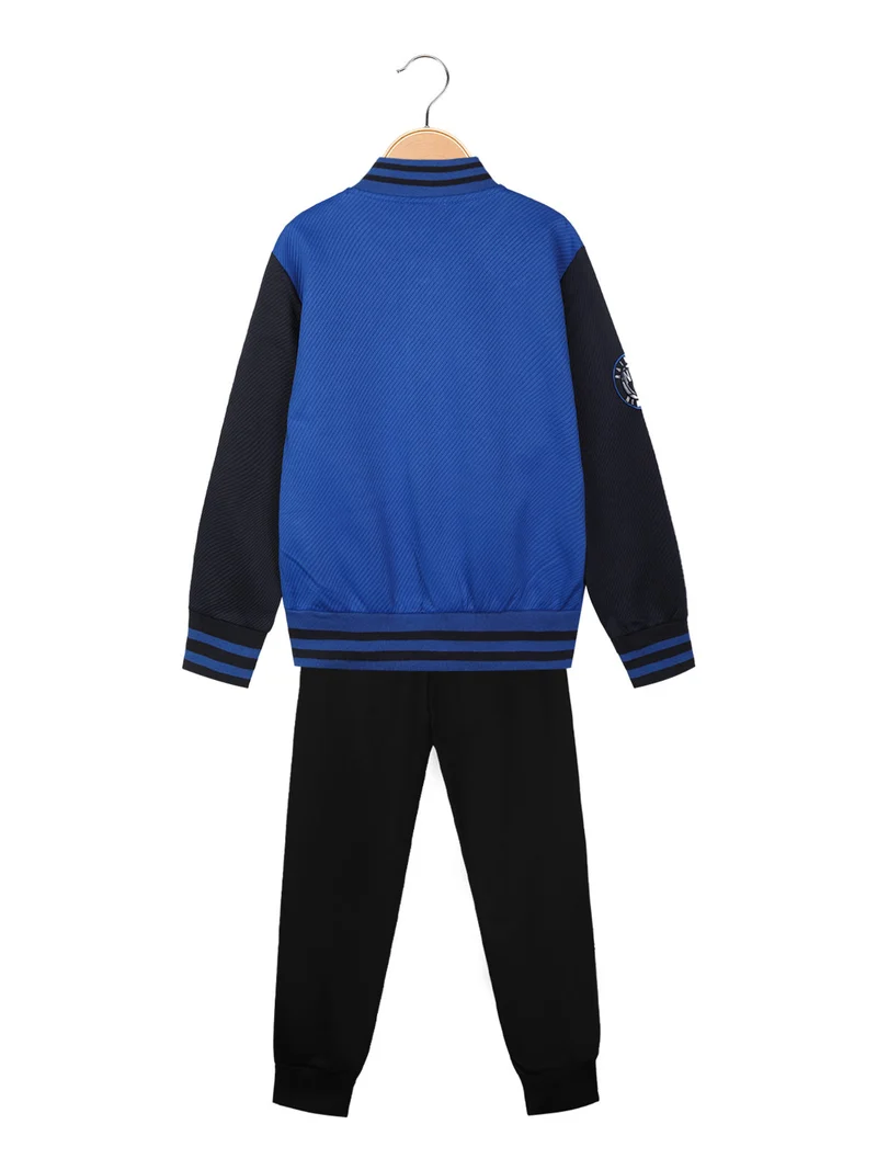 Completo da bambino 3 pezzi con felpa bicolore - blu