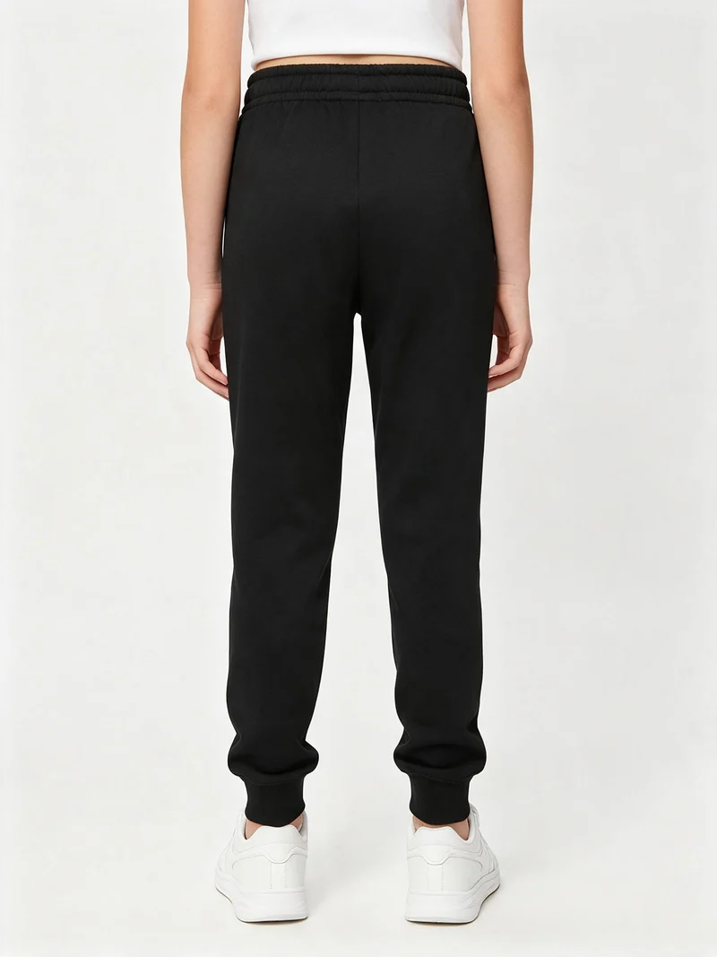 Pantaloni tuta da ragazza con interno in caldo cotone - nero