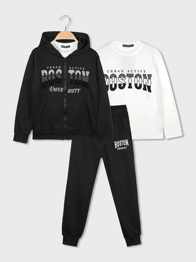 Armata Militare Completo 3 pezzi da ragazzo con cappuccio e zip - nero