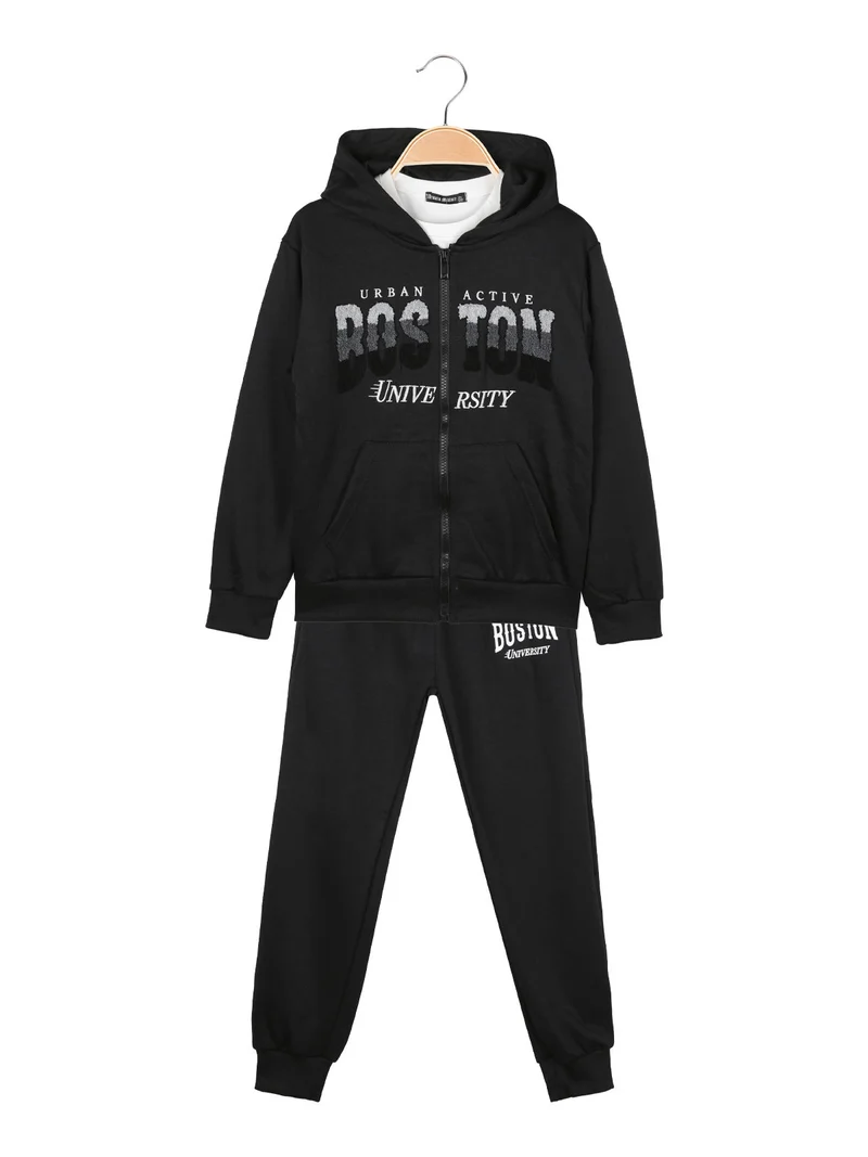 Armata Militare Completo 3 pezzi da ragazzo con cappuccio e zip - nero