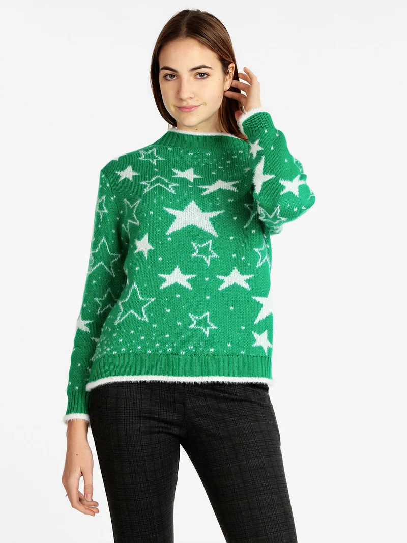 Maglione con stelle da donna - verde