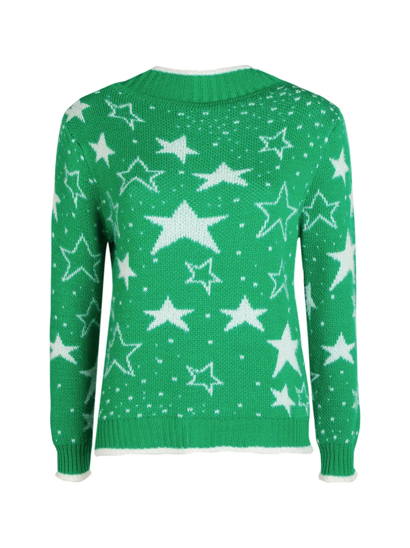 Maglione con stelle da donna - verde