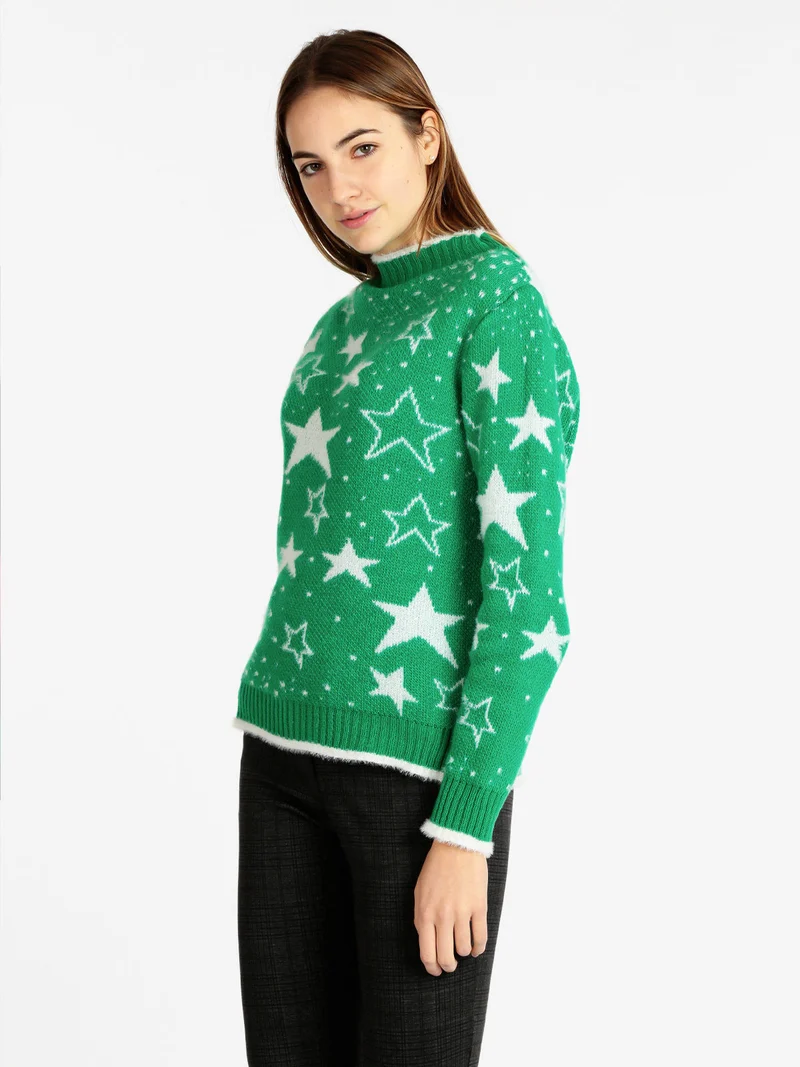 Maglione con stelle da donna - verde
