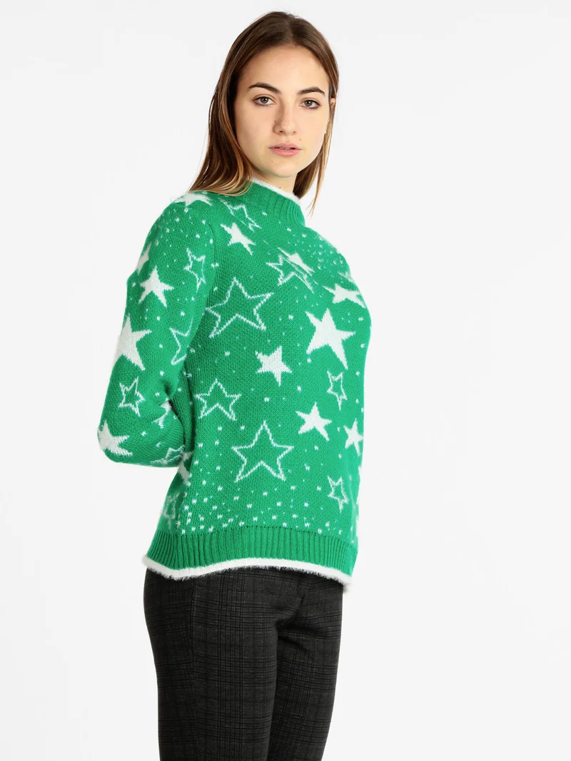 Maglione con stelle da donna - verde