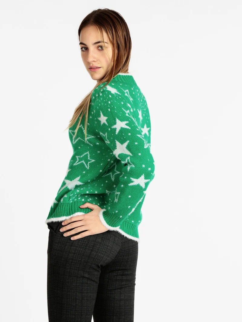 Maglione con stelle da donna - verde