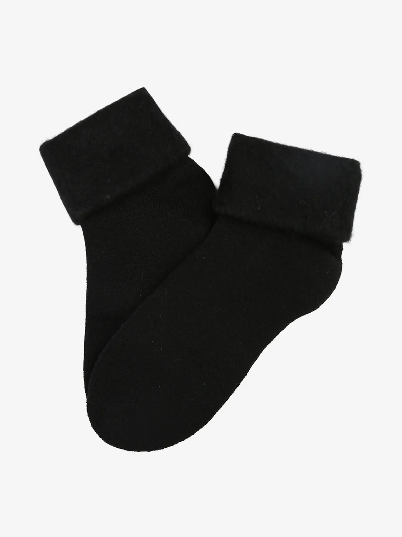 Calze soft donna con bordo di pelo - nero