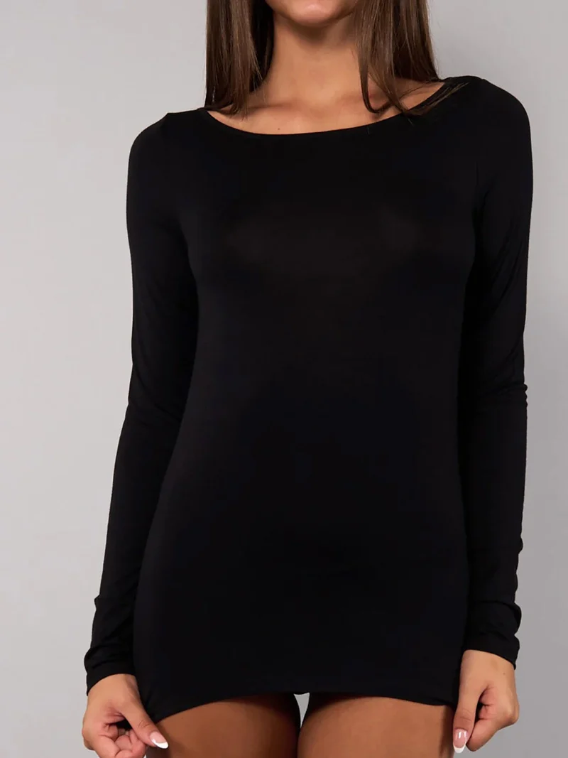 Maglia donna a maniche lunghe con scollo a barca - nero