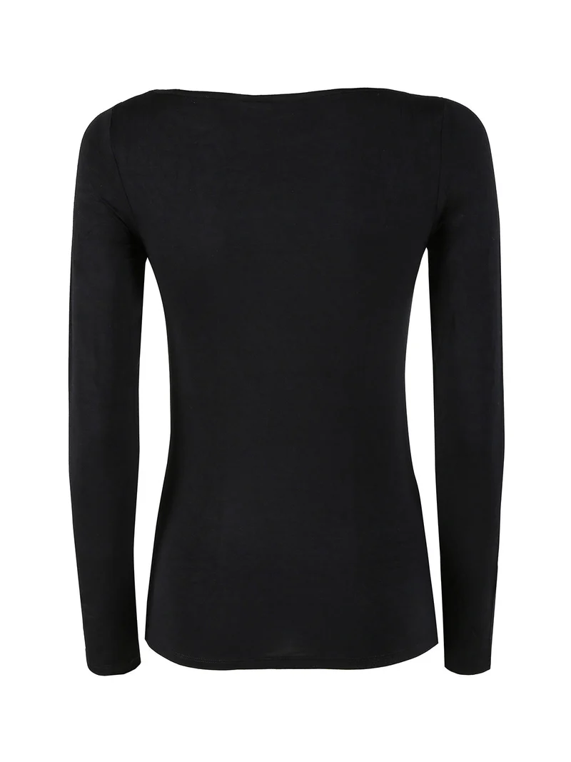 Maglia donna a maniche lunghe con scollo a barca - nero