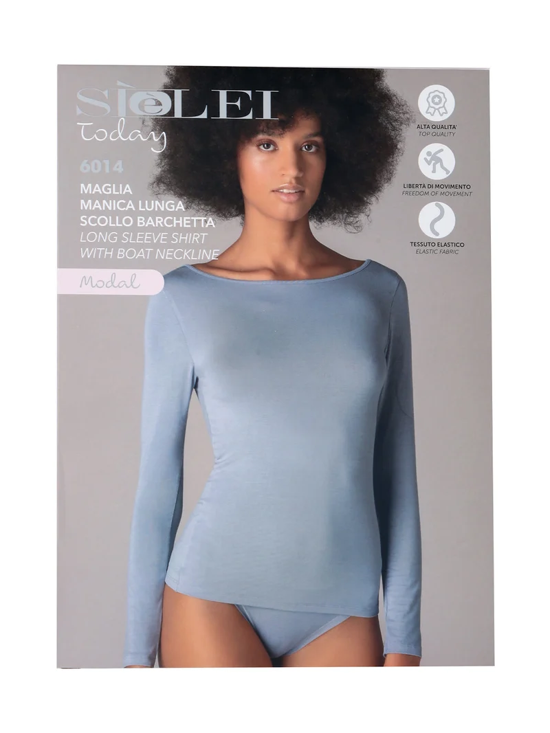 Maglia donna a maniche lunghe con scollo a barca - nero
