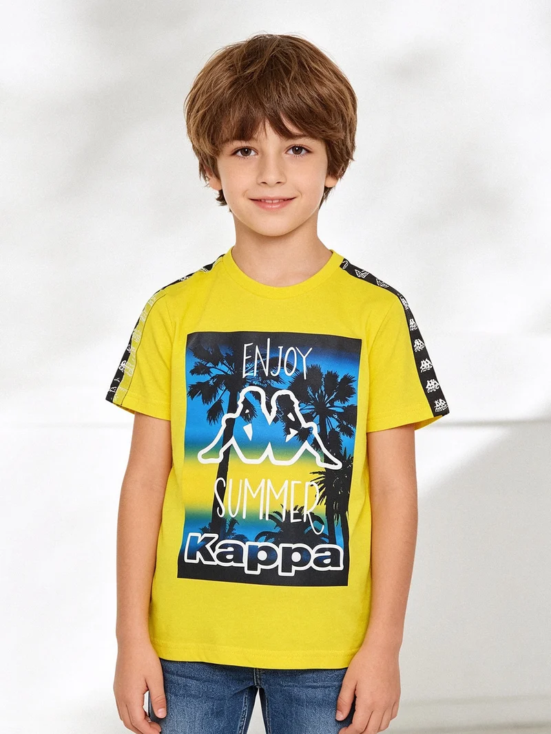 T-shirt da ragazzo in cotone con stampa disegno - giallo