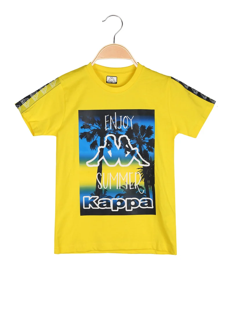 T-shirt da ragazzo in cotone con stampa disegno - giallo