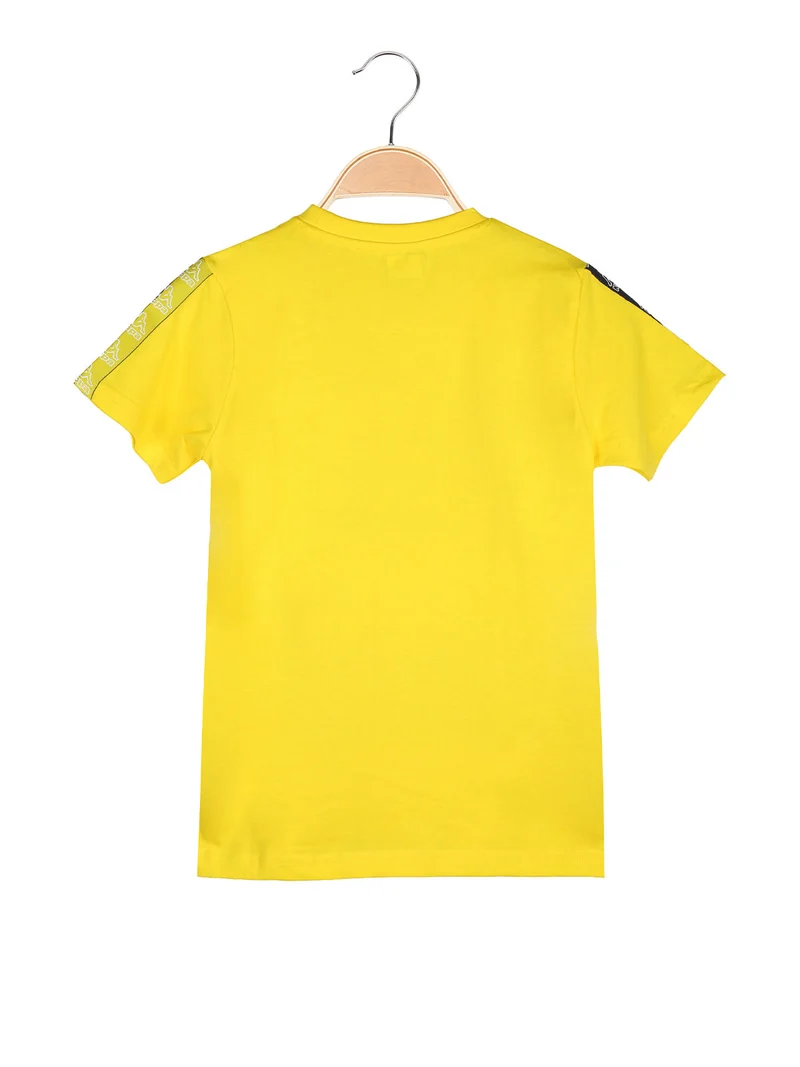 T-shirt da ragazzo in cotone con stampa disegno - giallo