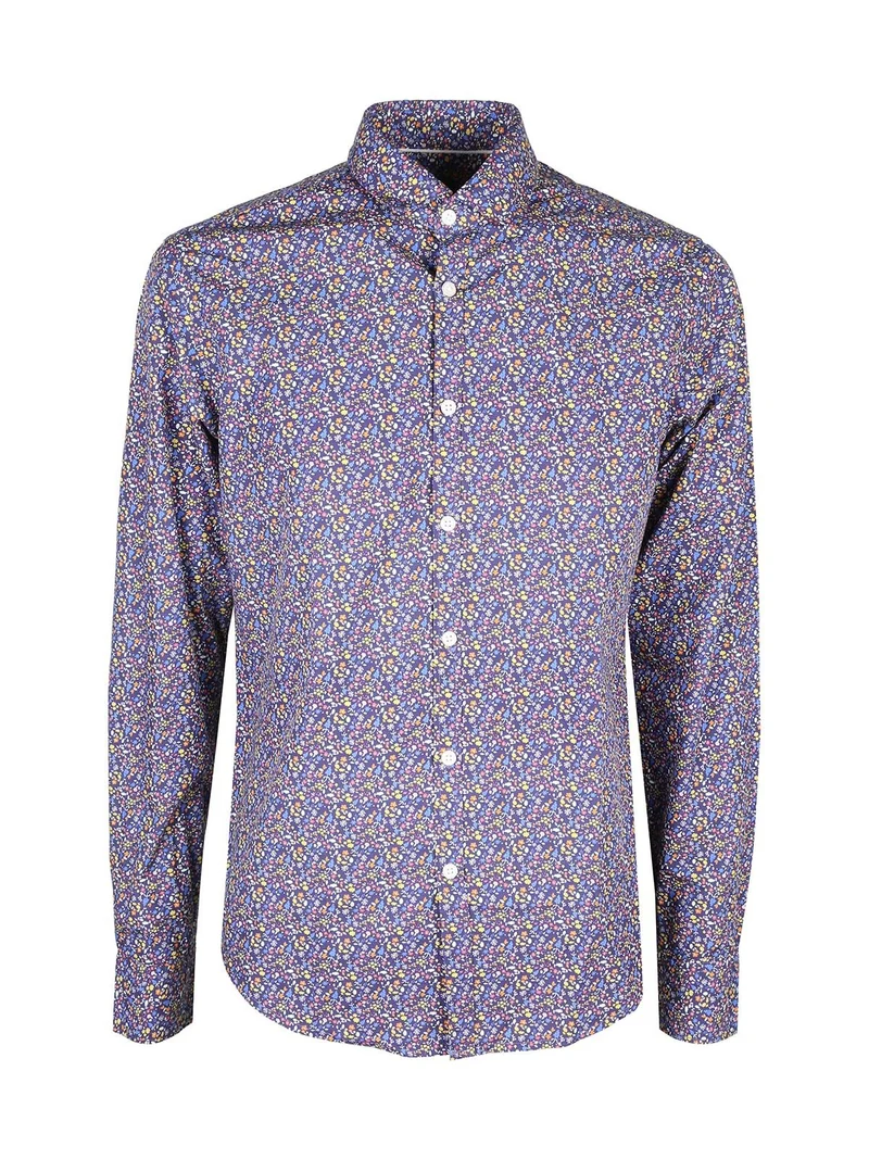 Camicia uomo fiorata a maniche lunghe semi slim fit - multicolore