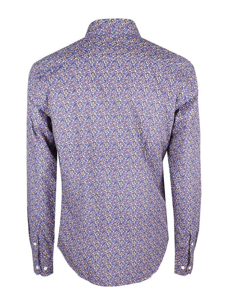Camicia uomo fiorata a maniche lunghe semi slim fit - multicolore