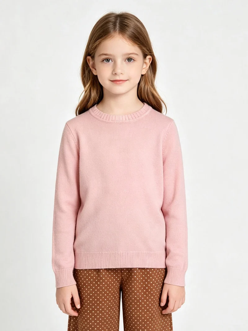 Maglione girocollo da bambina - rosa
