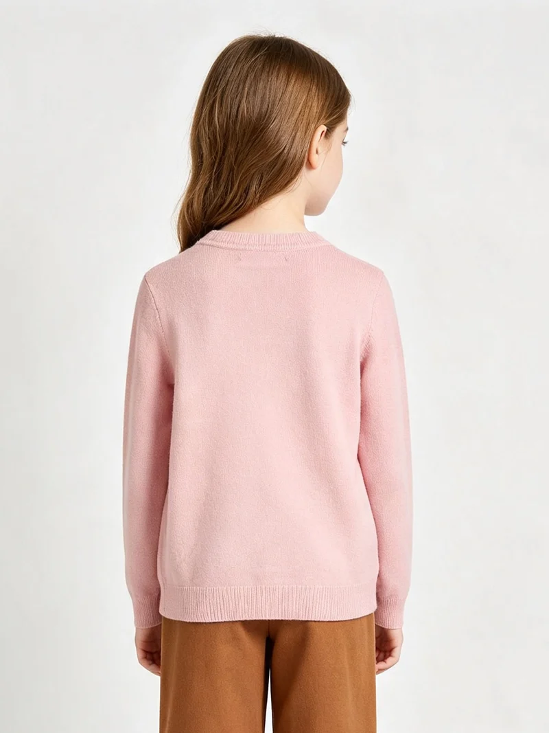 Maglione girocollo da bambina - rosa
