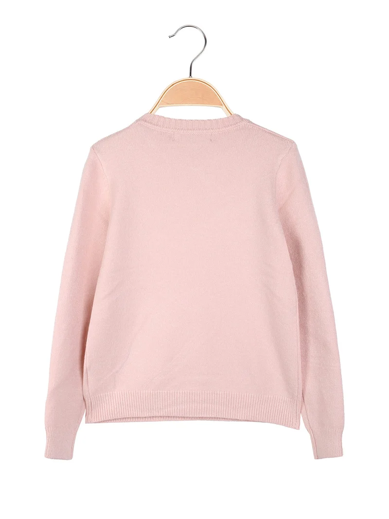 Maglione girocollo da bambina - rosa