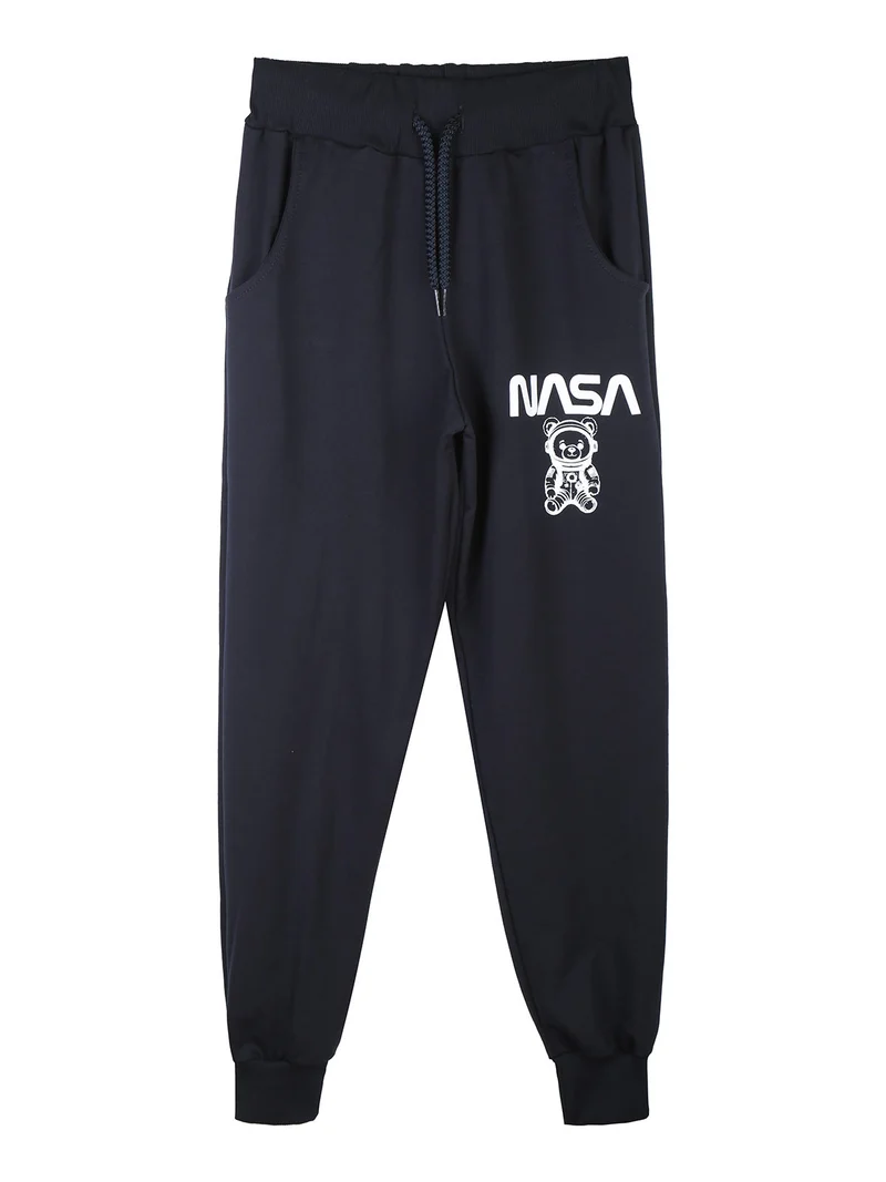 Pantaloni in felpa da ragazzo con coulisse - blu scuro