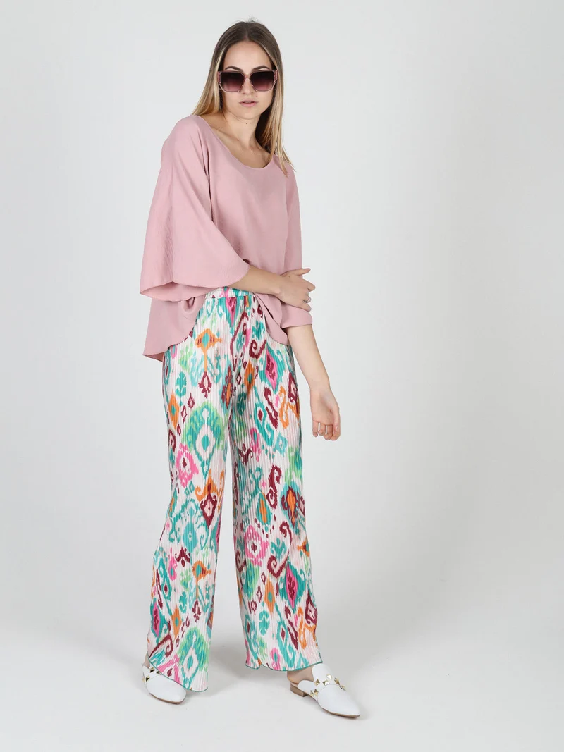 Pantaloni donna leggeri a palazzo colorati - verde