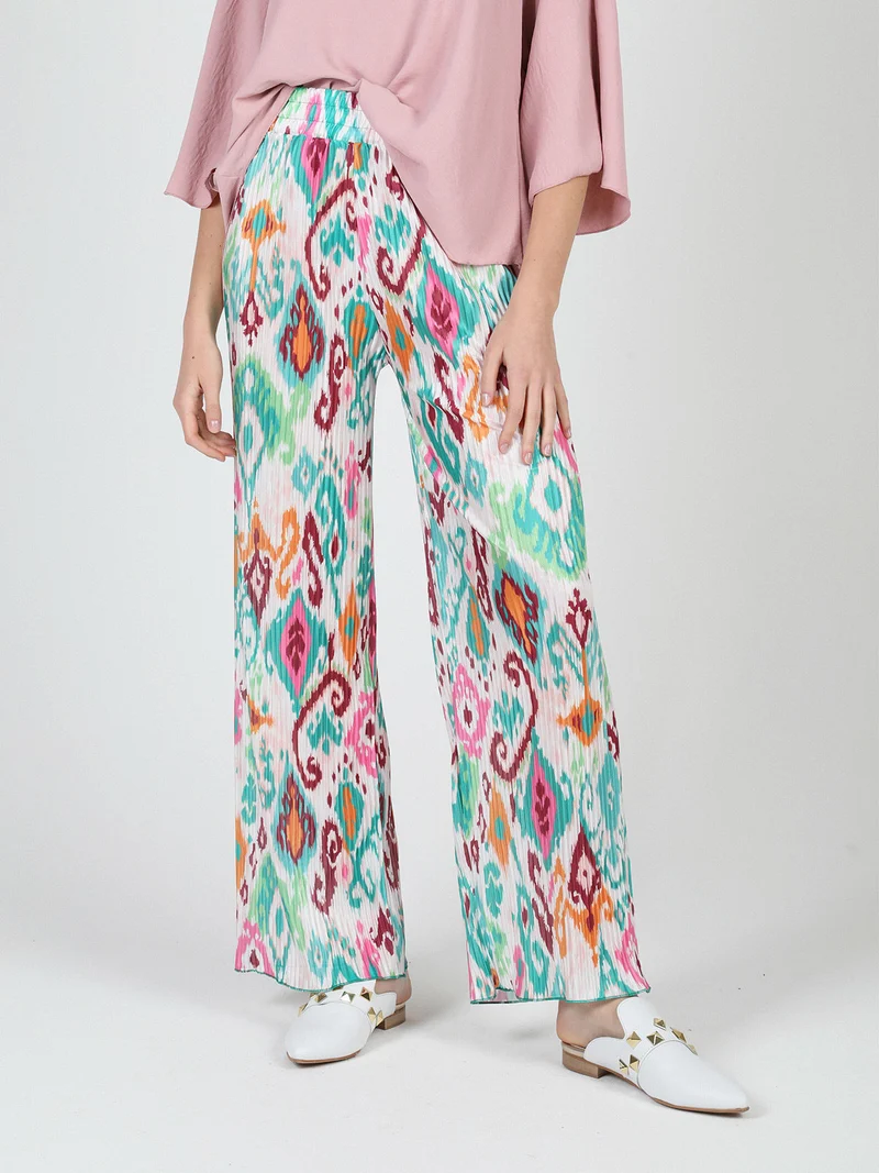 Pantaloni donna leggeri a palazzo colorati - verde