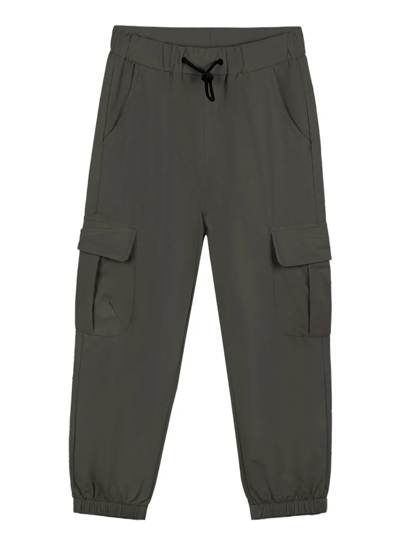 Pantaloni cargo da bambino con tasconi e polsini - oliva