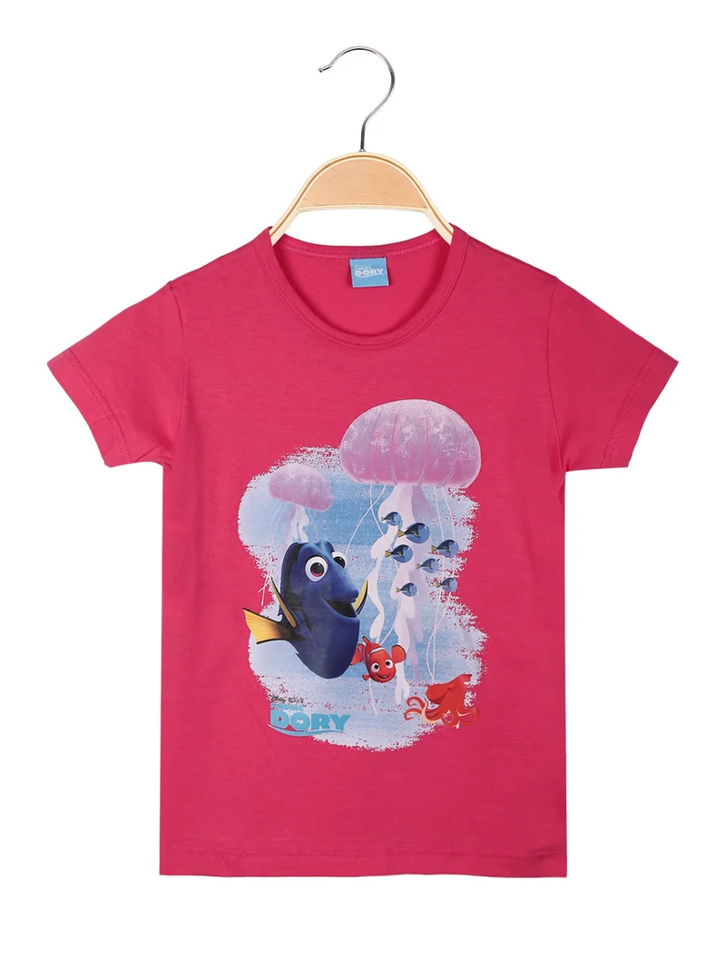 T-shirt manica corta da bimba con stampa - fucsia