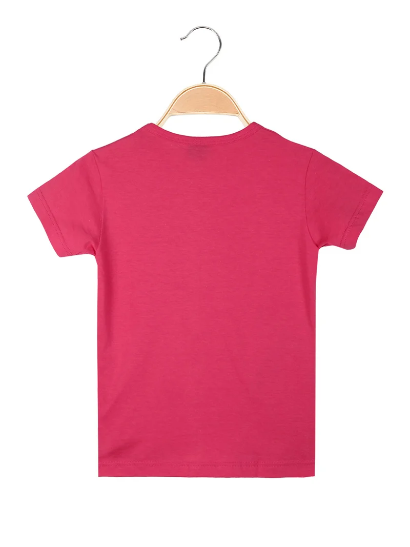 T-shirt manica corta da bimba con stampa - fucsia