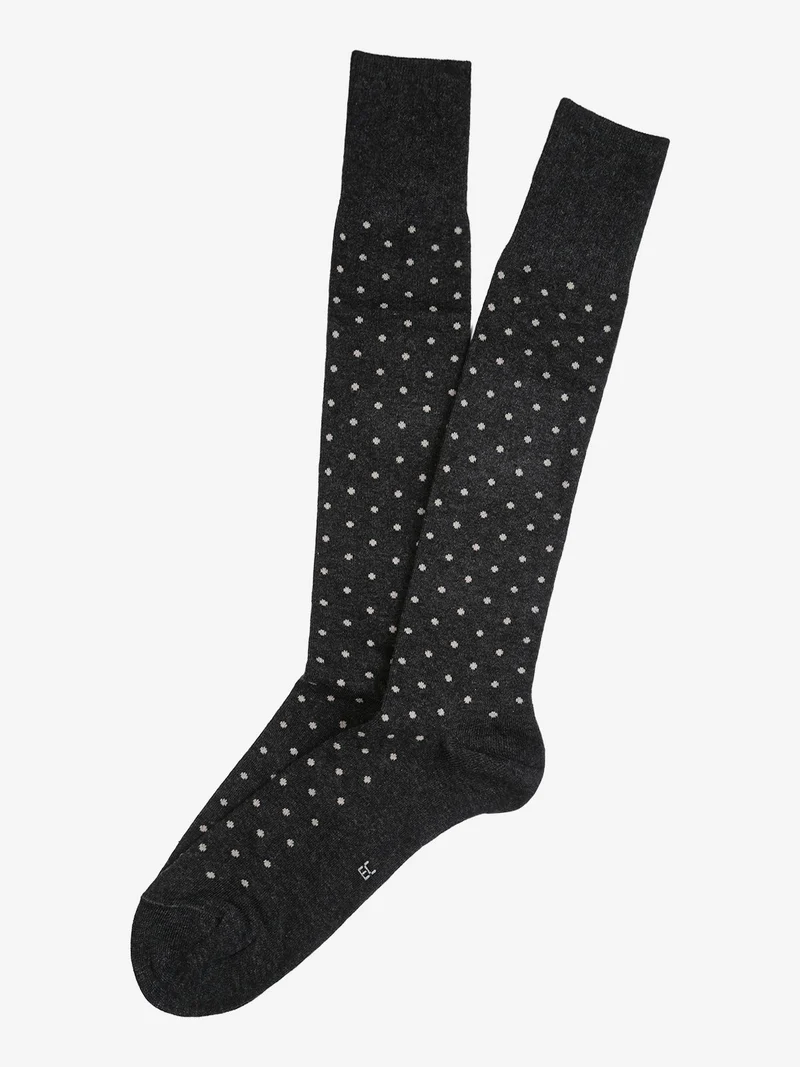 Calze lunghe da uomo a pois in caldo cotone - grigio scuro