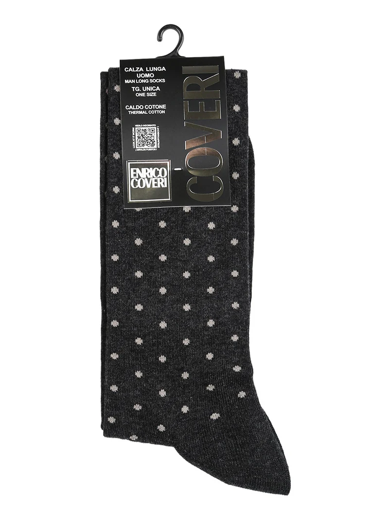 Calze lunghe da uomo a pois in caldo cotone - grigio scuro
