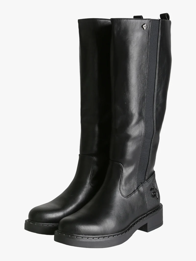 Stivali donna in ecopelle con tacco basso - nero
