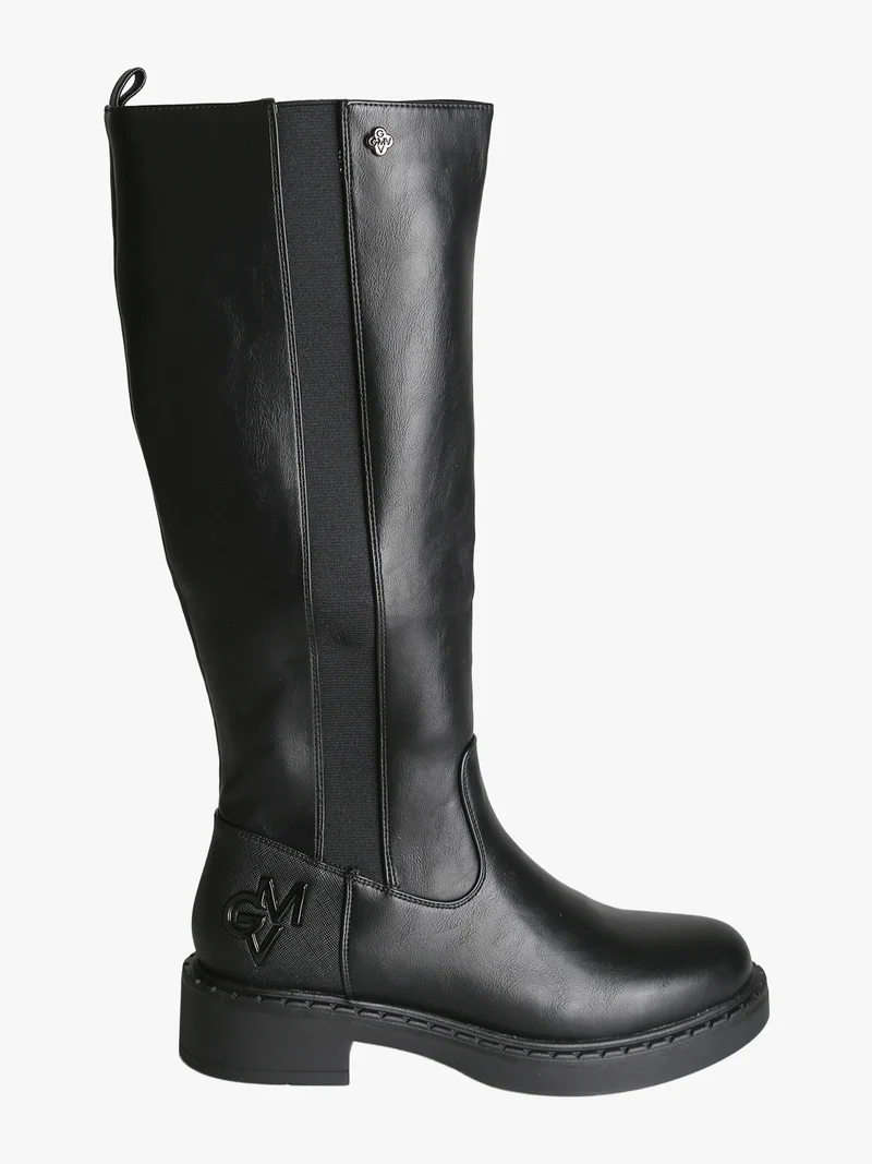 Stivali donna in ecopelle con tacco basso - nero