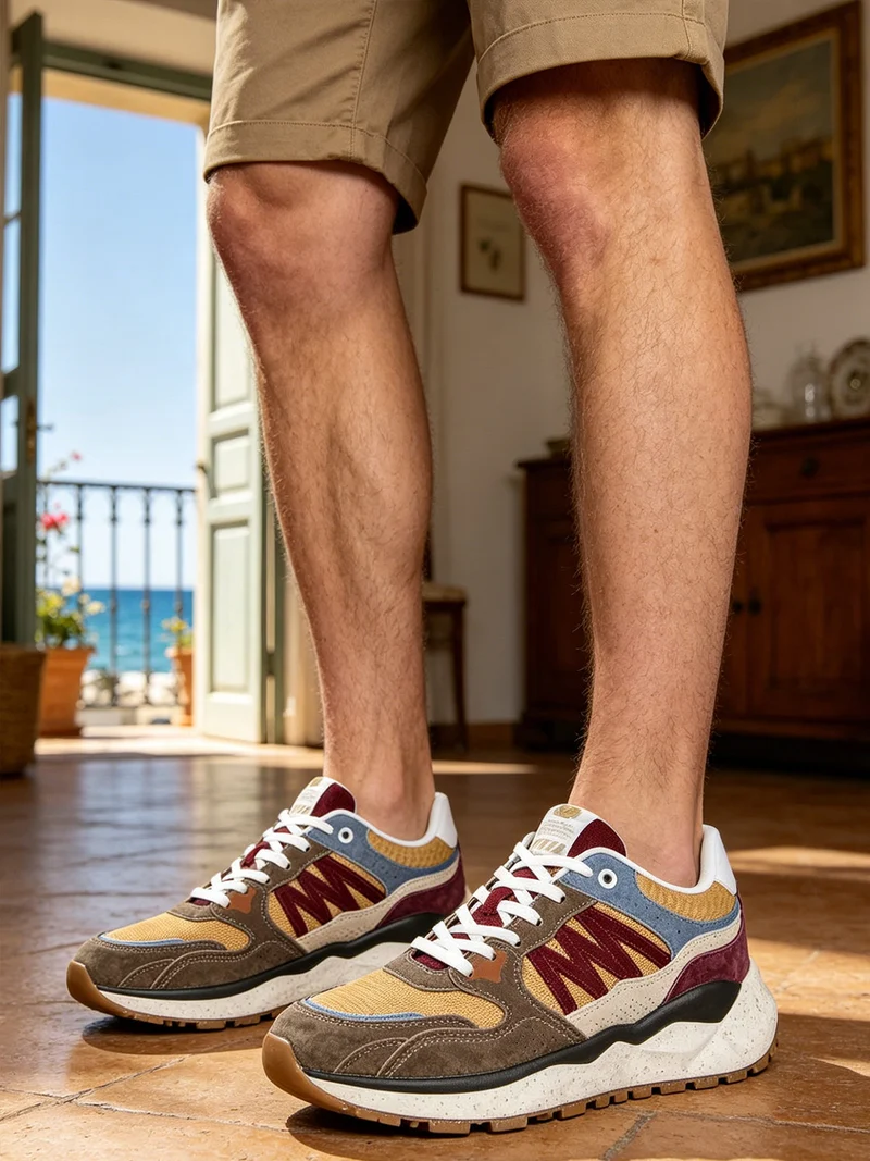 Sneakers da uomo stringate - marrone