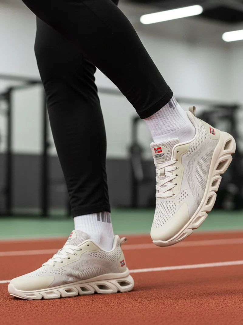 Sneakers da donna sportive in tessuto - beige