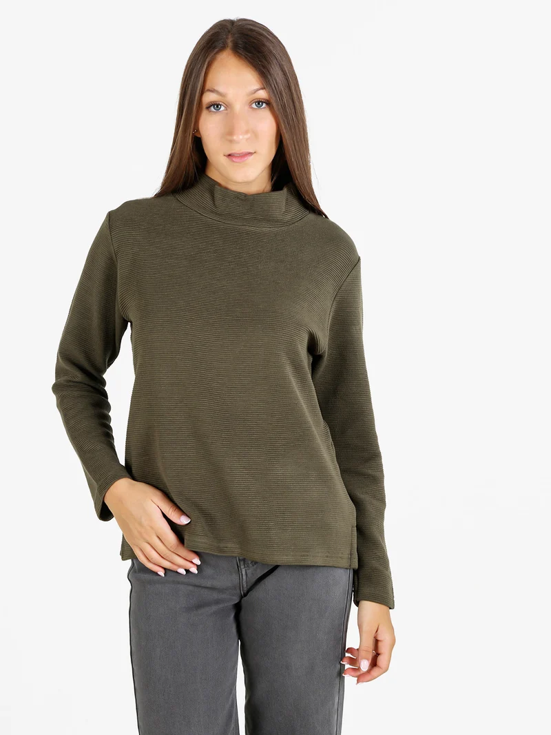 Maglia donna a maniche lunghe accollata - militare