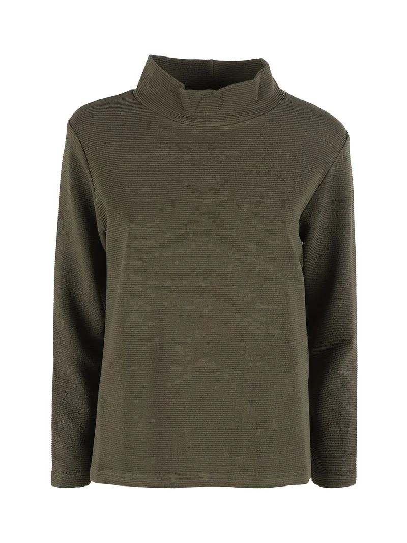 Maglia donna a maniche lunghe accollata - militare