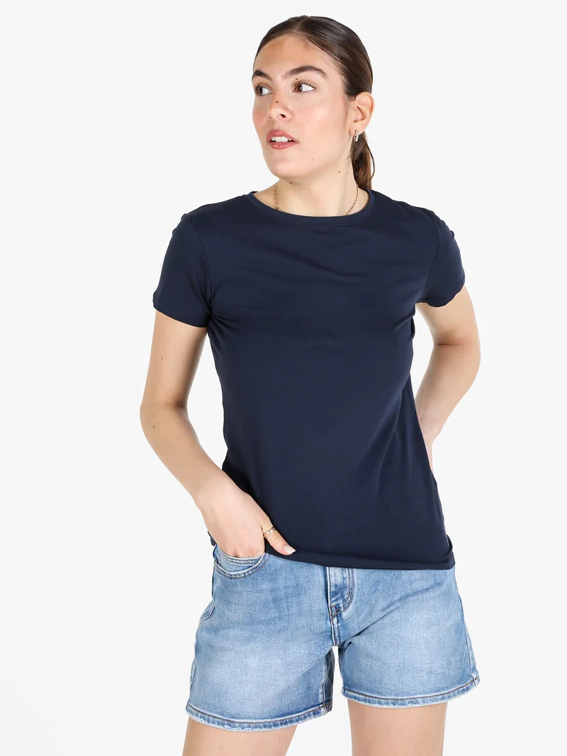 T-shirt donna in cotone - blu scuro