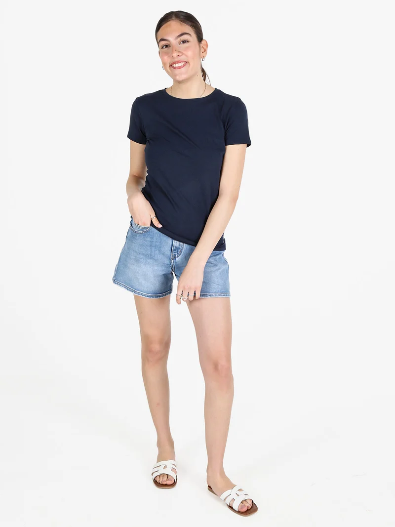 T-shirt donna in cotone - blu scuro