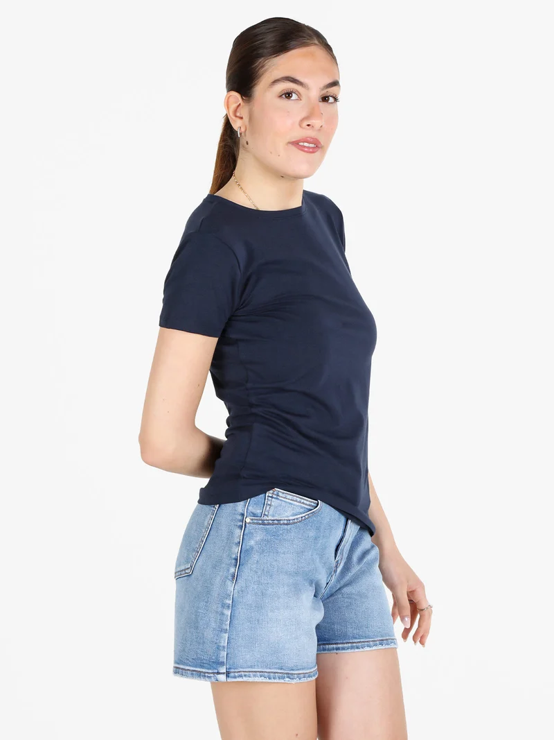 T-shirt donna in cotone - blu scuro