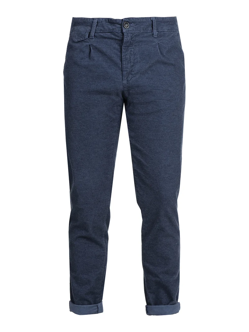 Pantaloni casual da uomo slim fit in flanella - blu
