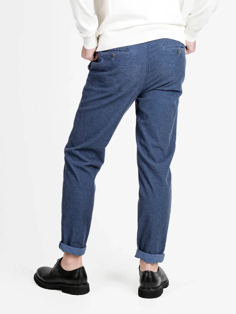 Pantaloni casual da uomo slim fit in flanella - blu